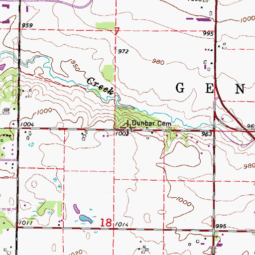 Topographic Map of Dunbar Cemetery, WI
