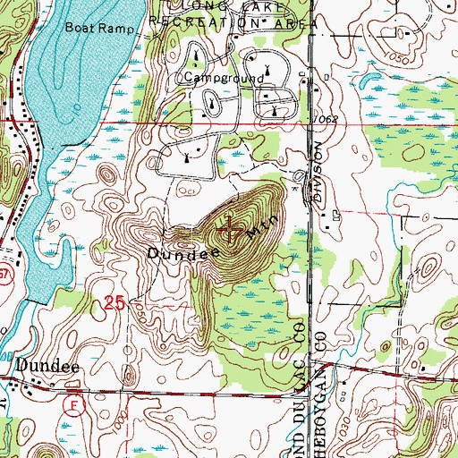 Topographic Map of Dundee, WI