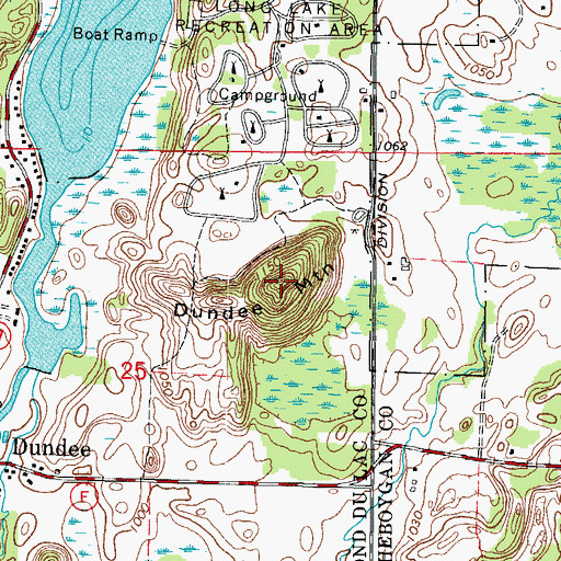 Topographic Map of Dundee Mountain, WI