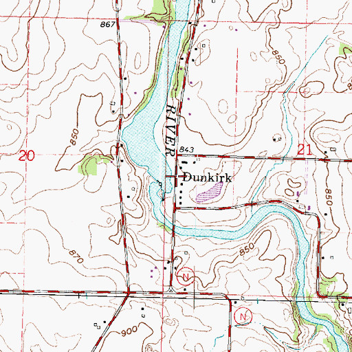 Topographic Map of Dunkirk, WI