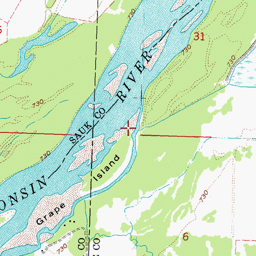 Topographic Map of Dunlap Creek, WI