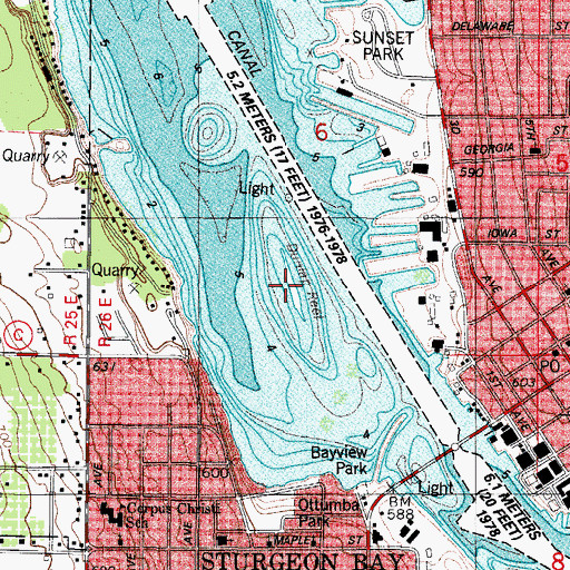 Topographic Map of Dunlap Reef, WI