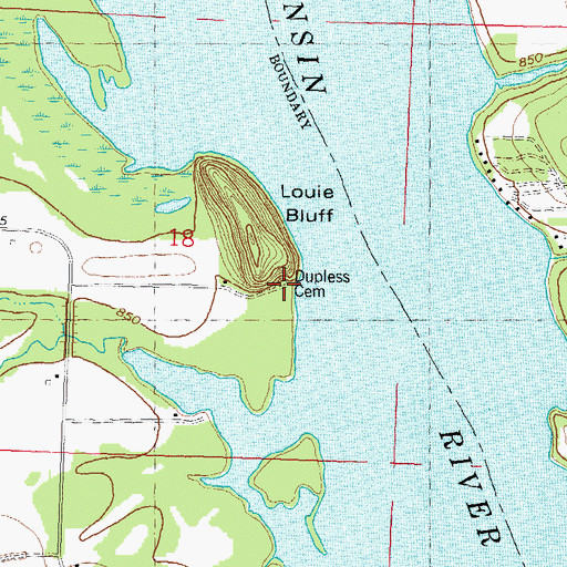 Topographic Map of Dupless Cemetery, WI