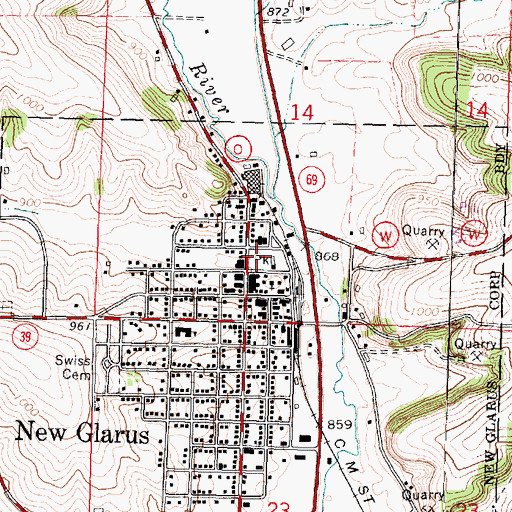 Topographic Map of Durest Valley, WI