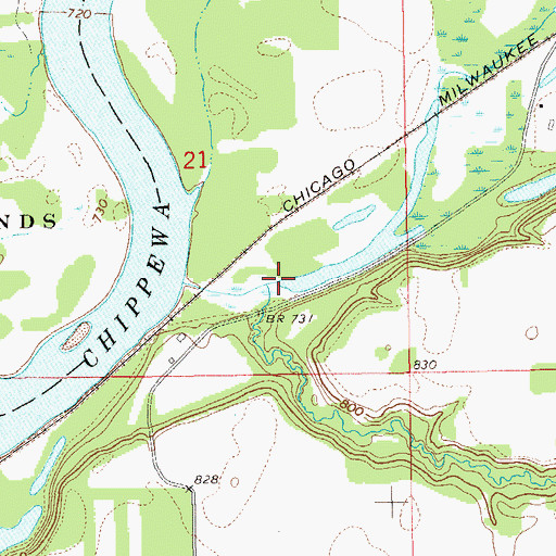 Topographic Map of Duscham Creek, WI