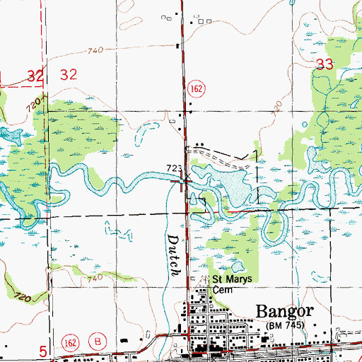 Topographic Map of Dutch Creek, WI