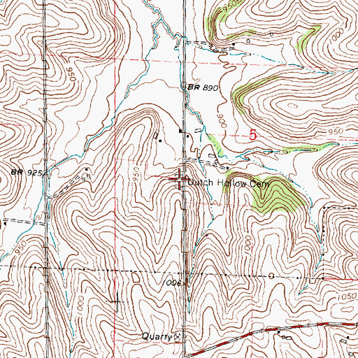 Topographic Map of Dutch Hollow Cemetery, WI
