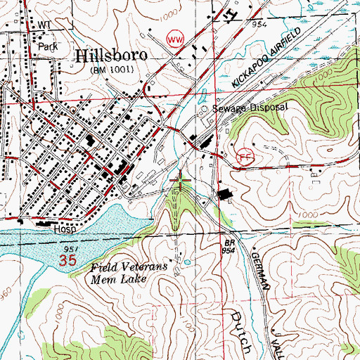 Topographic Map of Dutch Valley, WI