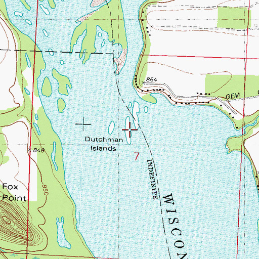 Topographic Map of Dutchman Islands, WI