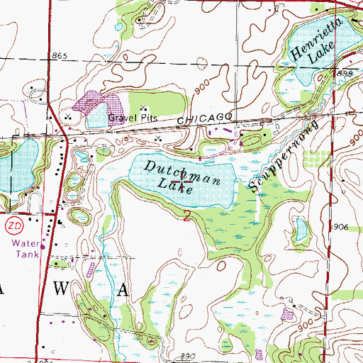 Topographic Map of Dutchman Lake, WI