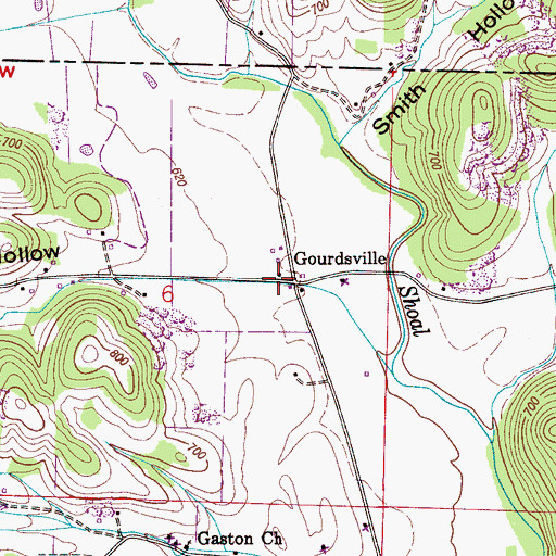 Topographic Map of Gourdsville, AL