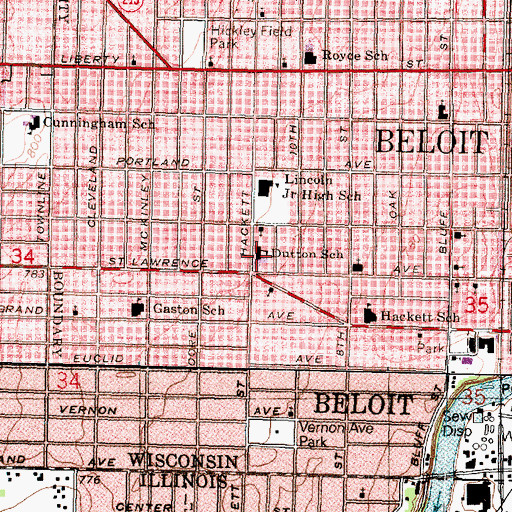 Topographic Map of Brother Dutton Catholic School, WI