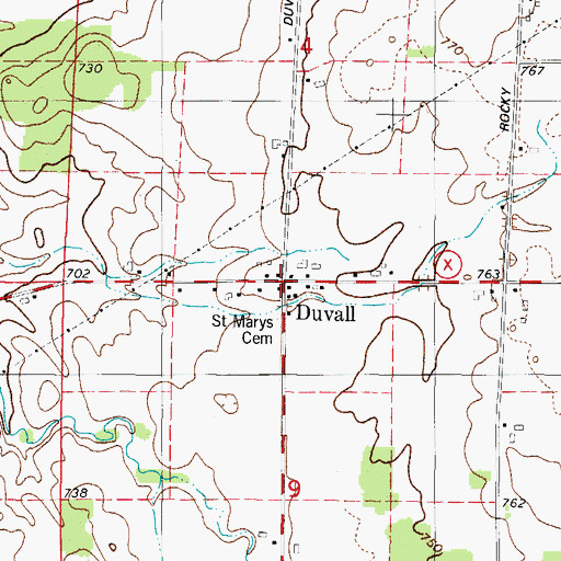 Topographic Map of Duvall, WI