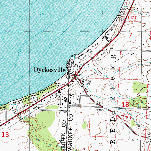 Topographic Map of Dyckesville, WI