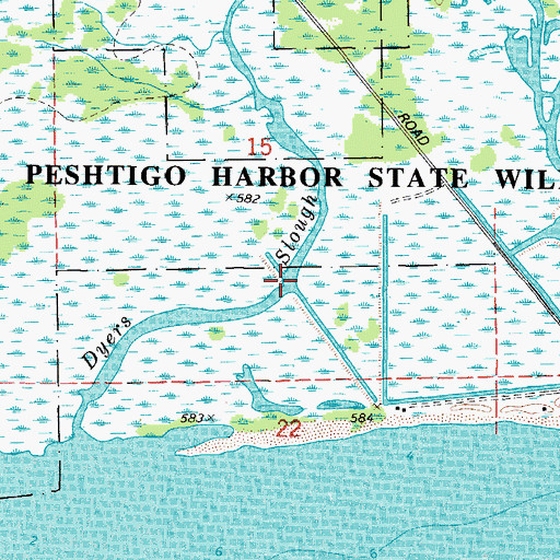 Topographic Map of Dyers Slough, WI