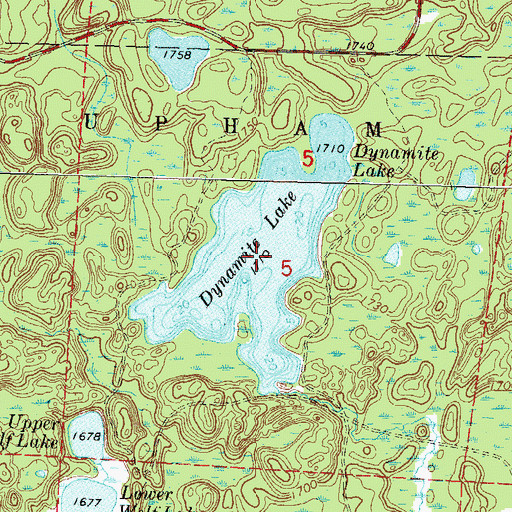Topographic Map of Dynamite Lake, WI