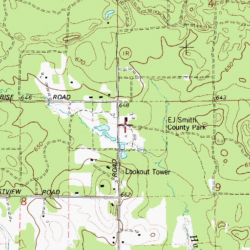 Topographic Map of EJ Smith County Park, WI
