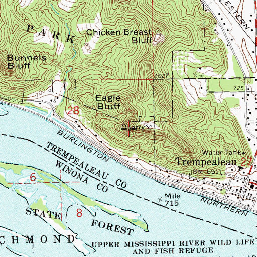 Topographic Map of Eagle Bluff, WI