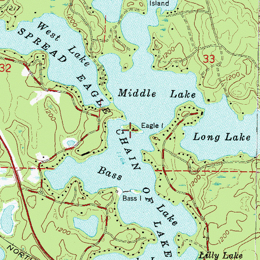 Topographic Map of Eagle Island, WI