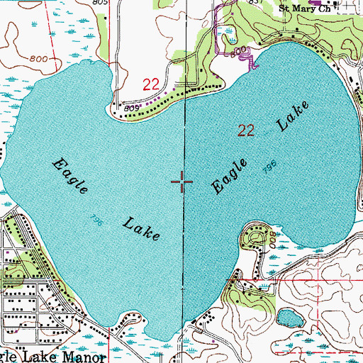 Topographic Map of Eagle Lake, WI