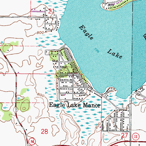 Topographic Map of Eagle Lake Manor, WI