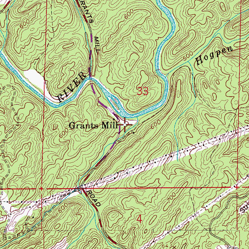 Topographic Map of Grants Mill, AL