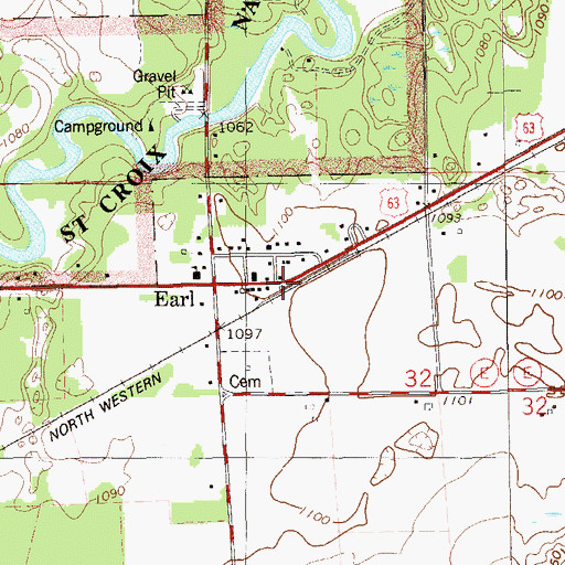 Topographic Map of Earl, WI
