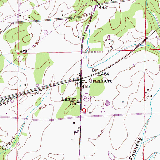 Topographic Map of Grasmere, AL