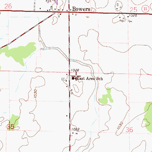 Topographic Map of East Area School, WI