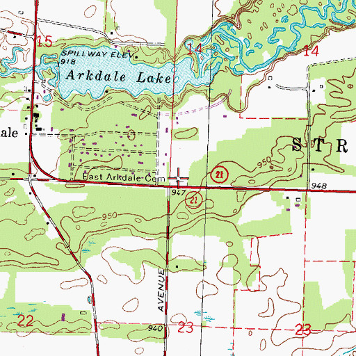 Topographic Map of East Arkdale Cemetery, WI