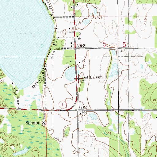 Topographic Map of East Balsam Church, WI