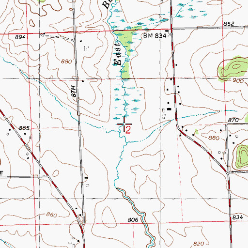 Topographic Map of East Beaver Creek, WI