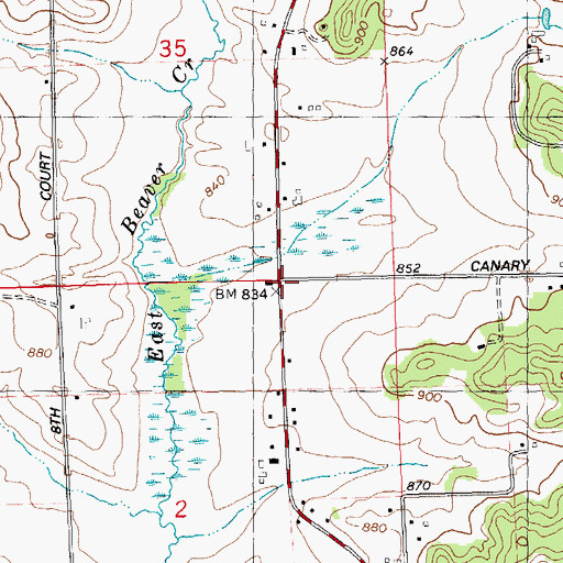 Topographic Map of East Beaver School, WI