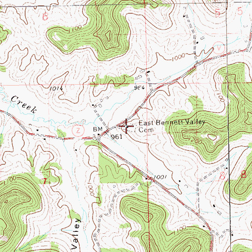 Topographic Map of East Bennett Valley Cemetery, WI