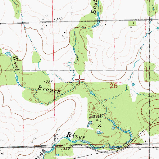Topographic Map of East Branch Big Eau Pleine River, WI