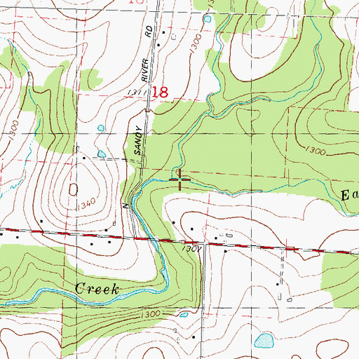 Topographic Map of East Branch Big Sandy Creek, WI