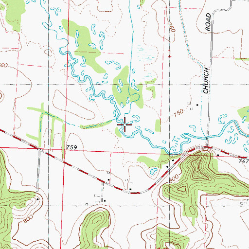 Topographic Map of East Branch Honey Creek, WI
