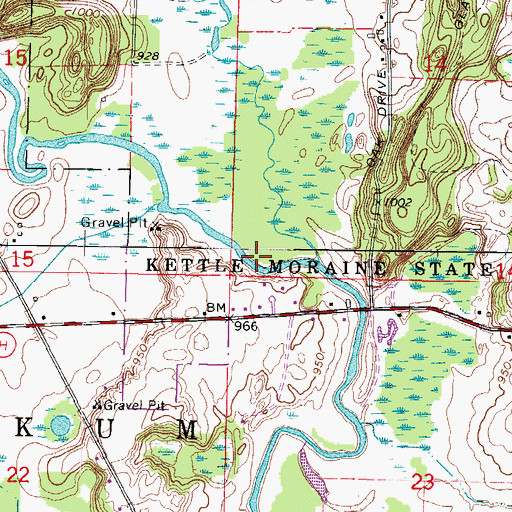 Topographic Map of East Branch Milwaukee River, WI
