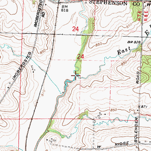 Topographic Map of East Branch Richland Creek, WI