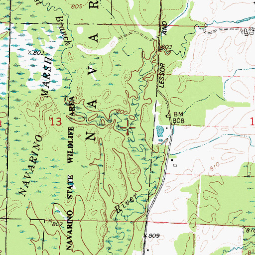 Topographic Map of East Branch Shioc River, WI