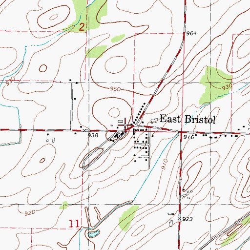 Topographic Map of East Bristol, WI
