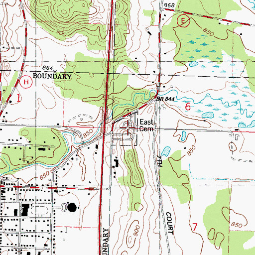Topographic Map of East Cemetery, WI