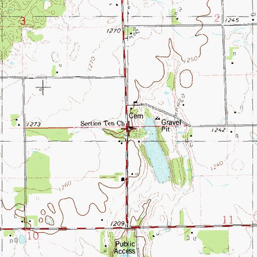Topographic Map of Section Ten Lutheran Church, WI