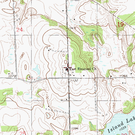 Topographic Map of East Emanuel Church, WI