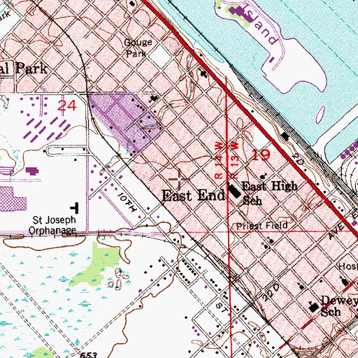 Topographic Map of East End, WI