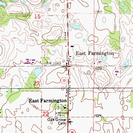 Topographic Map of East Farmington, WI
