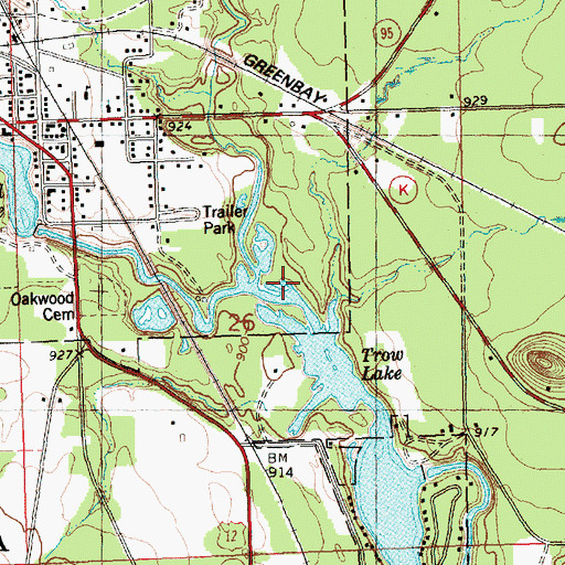 Topographic Map of East Fork Halls Creek, WI