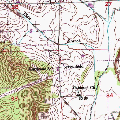 Topographic Map of Greenfield, AL