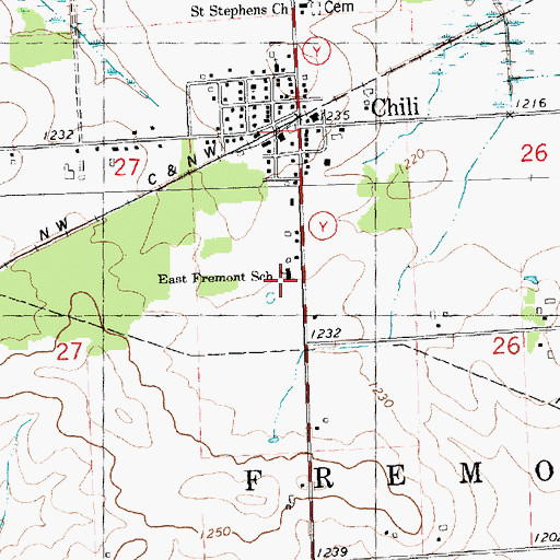 Topographic Map of East Fremont School, WI