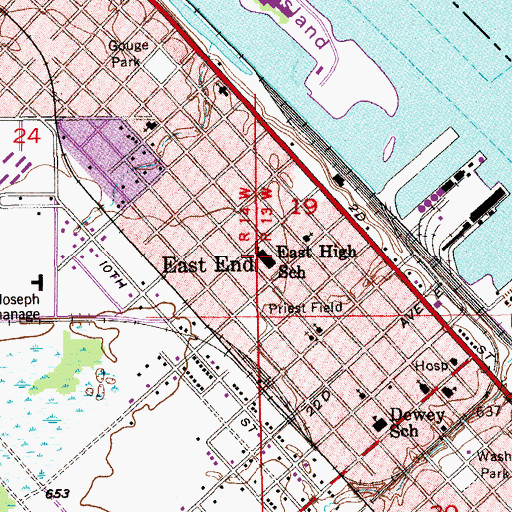 Topographic Map of East Junior High School, WI
